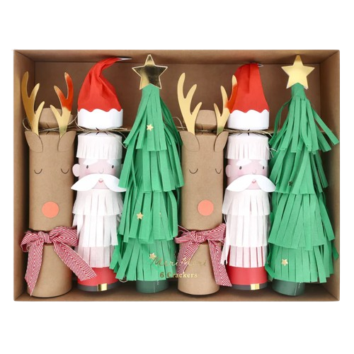 Santa, Reindeer & Tree Crackers (6 pack)