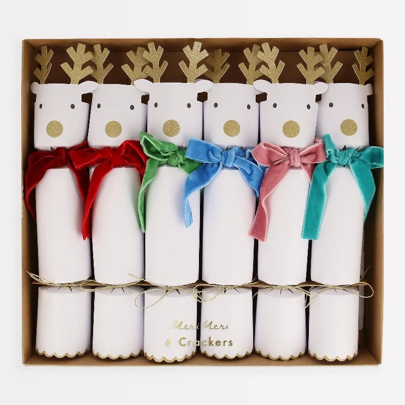 Reindeer with Velvet Bows Crackers (6 pack)