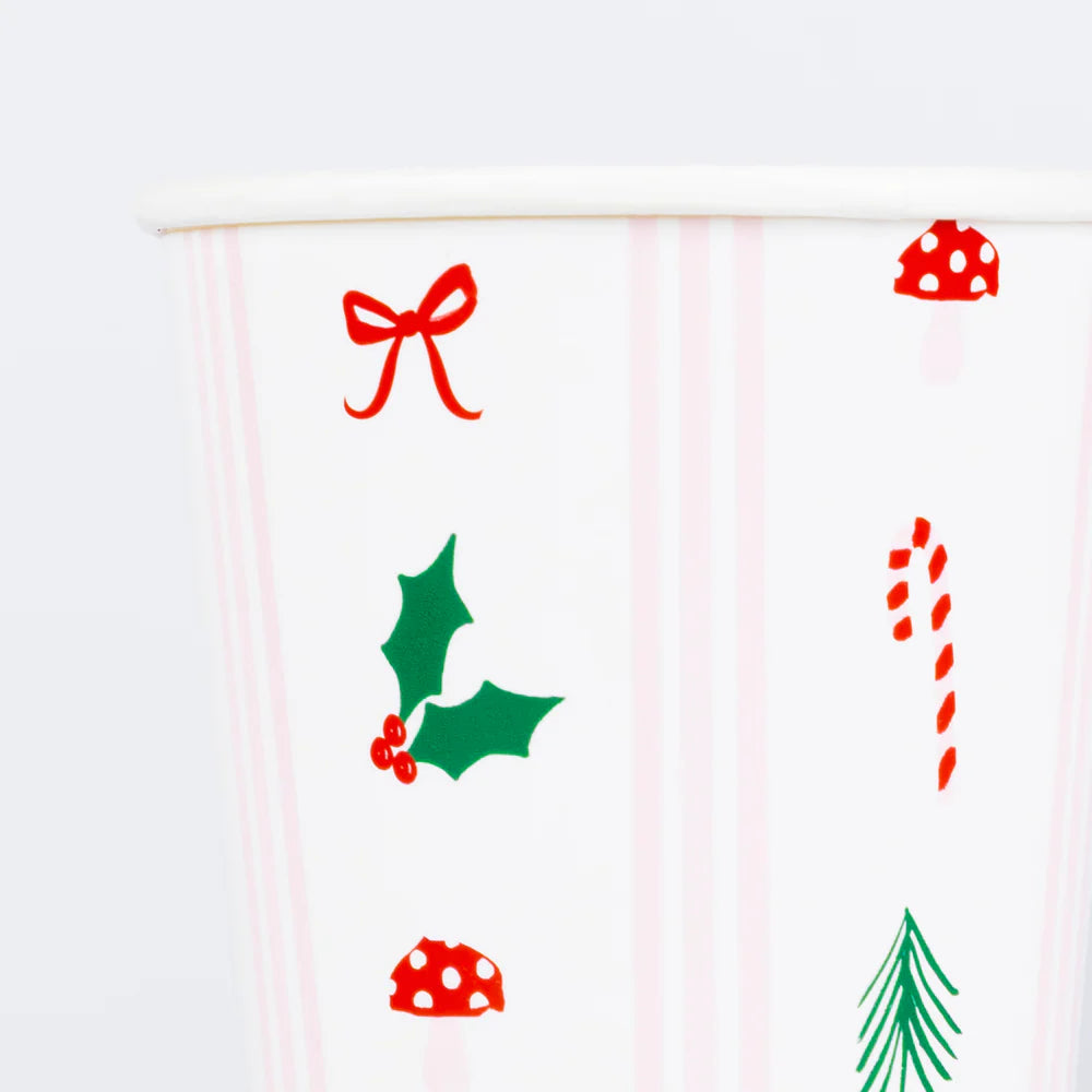 Festive Icon Stripes Cups (8 pack)