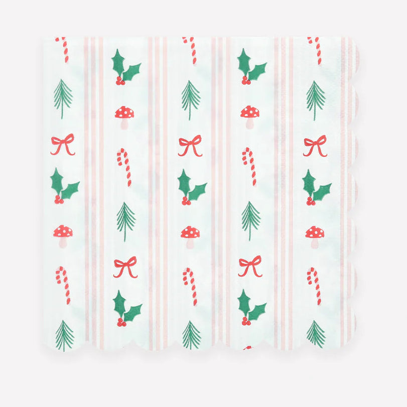 Festive Icon Stripes Napkins (16 pack)