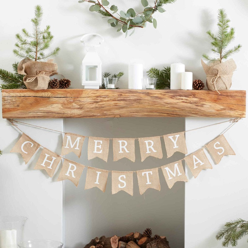 Rustic Christmas Hessian Bunting