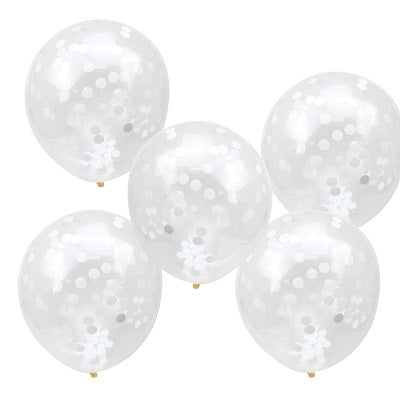 White Confetti Balloons (5 pack)