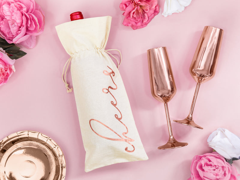 Rose Gold Wine Cotton Bag (5 pack)