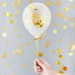 Gold Mini Confetti Balloon Wands (5 pack)