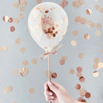 Rose Gold Mini Confetti Balloon Wands (5 pack)