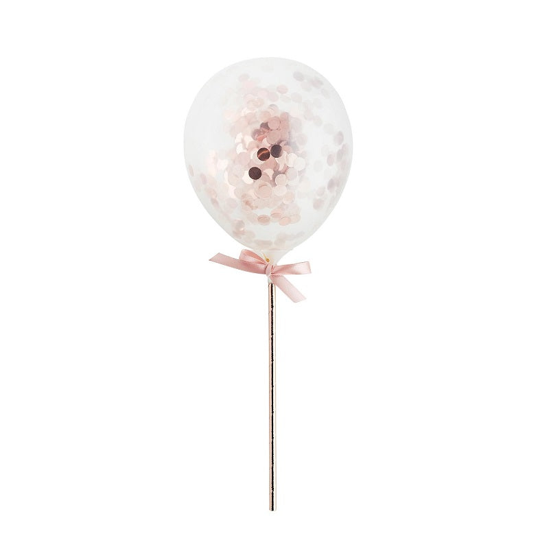 Rose Gold Mini Confetti Balloon Wands (5 pack)