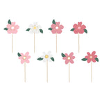Pink Flowers Cake Topper Set