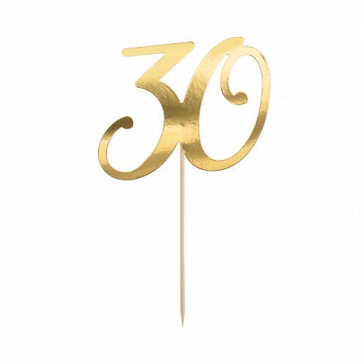 Gold 30 Cake Topper