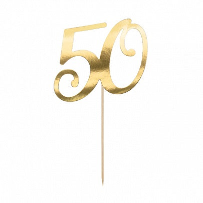 Gold 50 Cake Topper