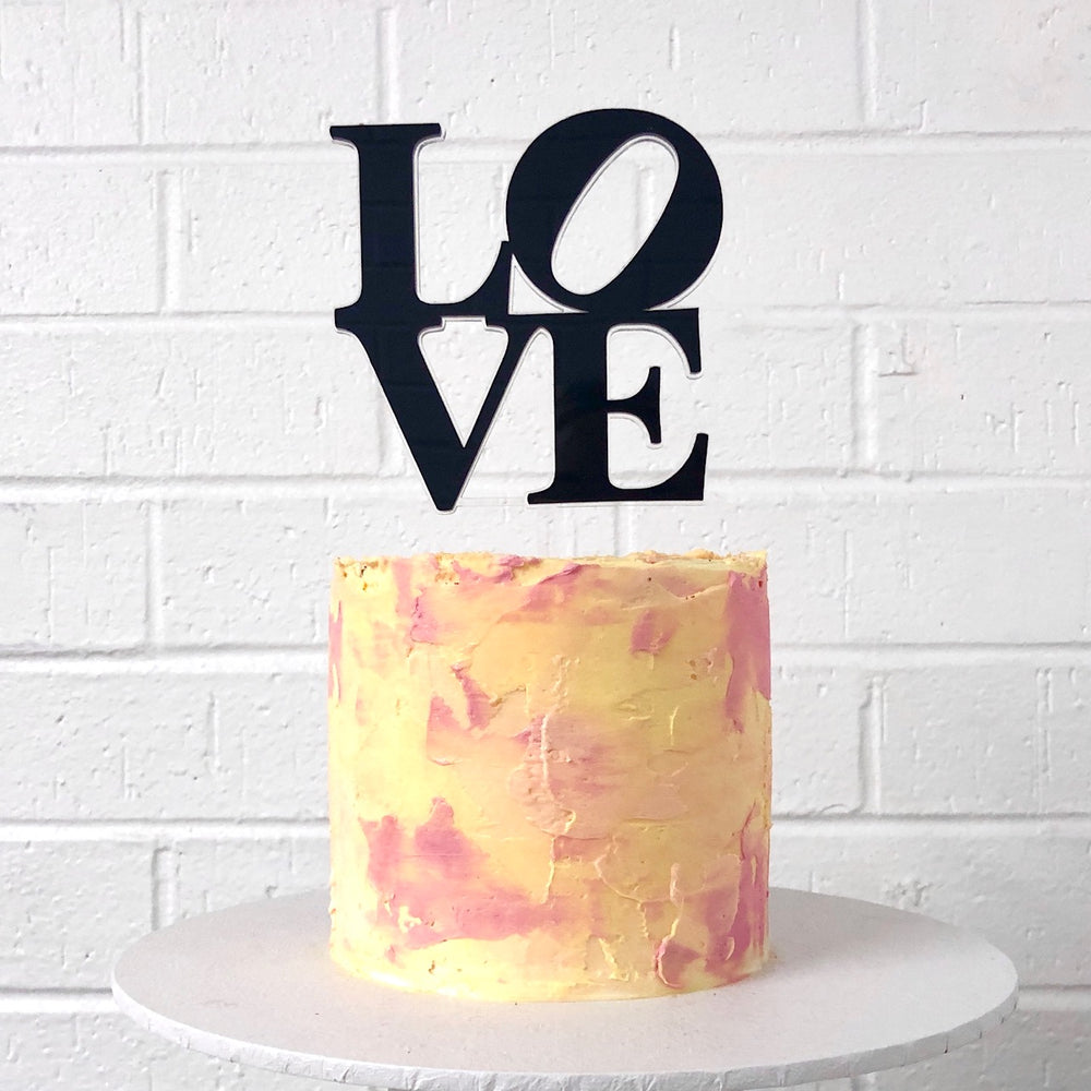 Love Stacked Black Cake Topper