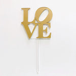 Love Stacked Gold Cake Topper