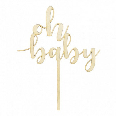 Wooden Oh Baby Cake Topper