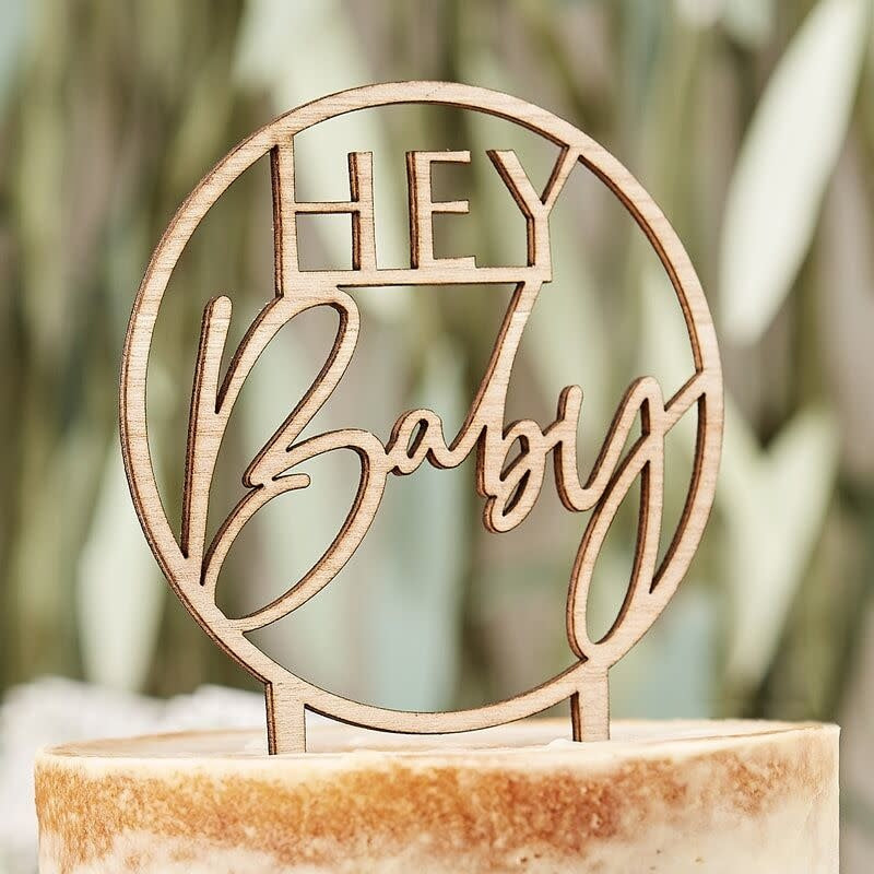 Hey Baby Wooden Cake Topper