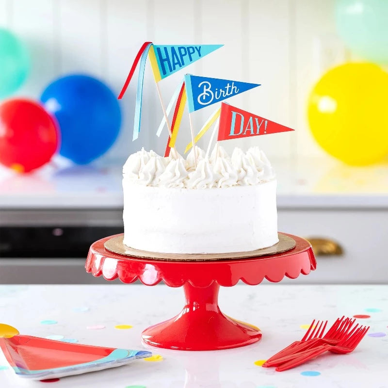 Blue Pennant Cake Toppers