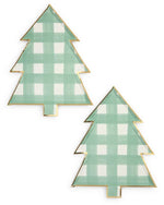 Gingham Christmas Tree Plates (8 pack)