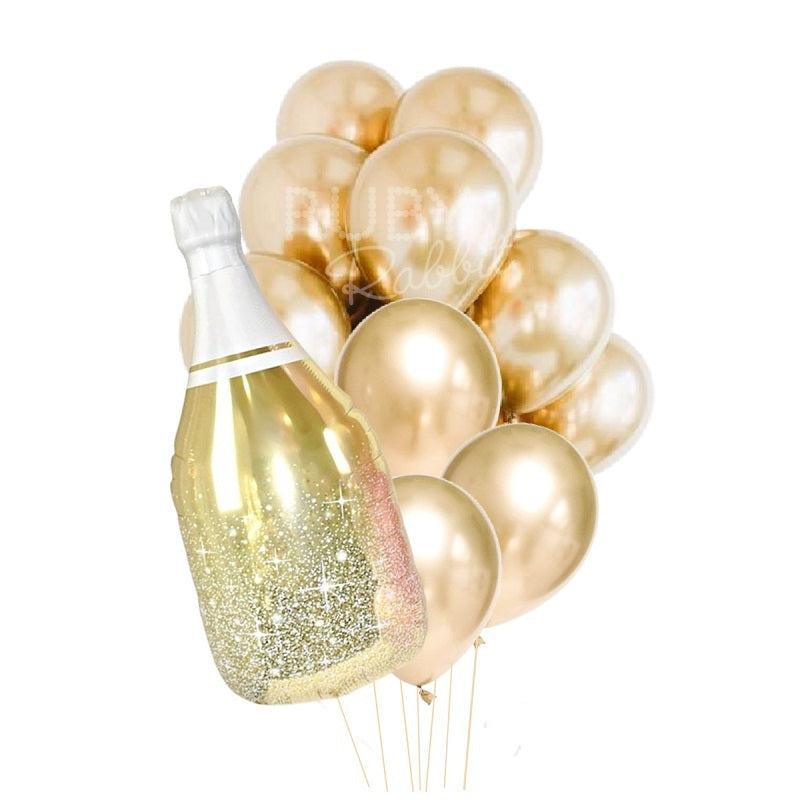 INFLATED Gold Champagne Balloon Bouquet (PICKUP)