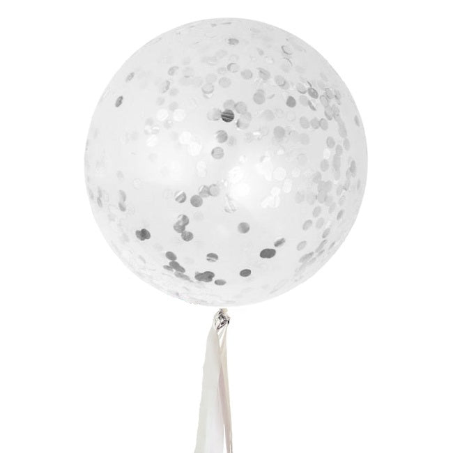 INFLATED Silver Giant Confetti Balloon (PICKUP)