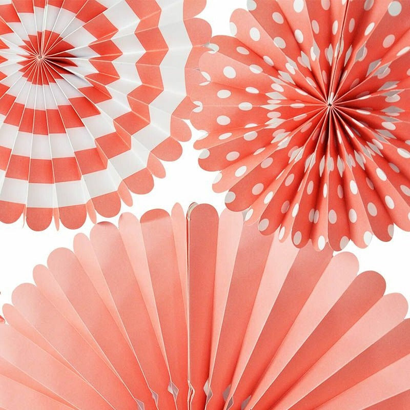 Coral Party Fans (4 pack)