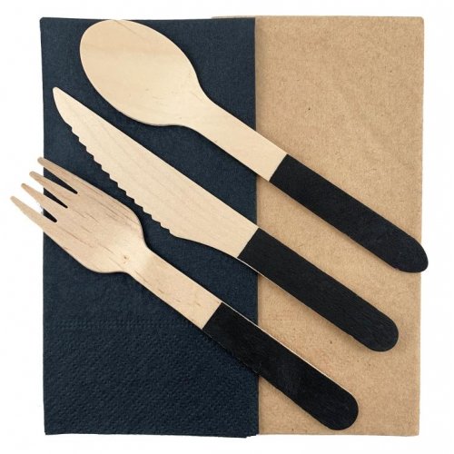 Black Wooden Cutlery (10 sets)