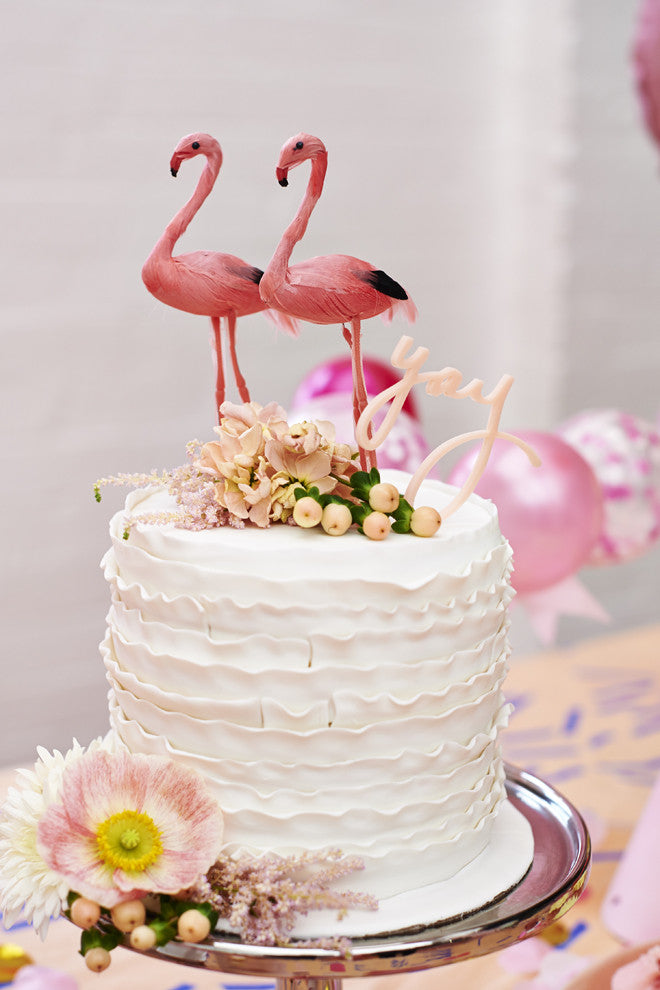 Flamingo Feathered Cake Topper