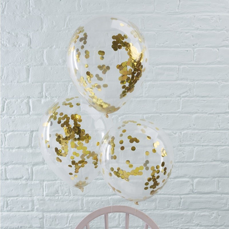 Gold Confetti Balloons (5 pack)