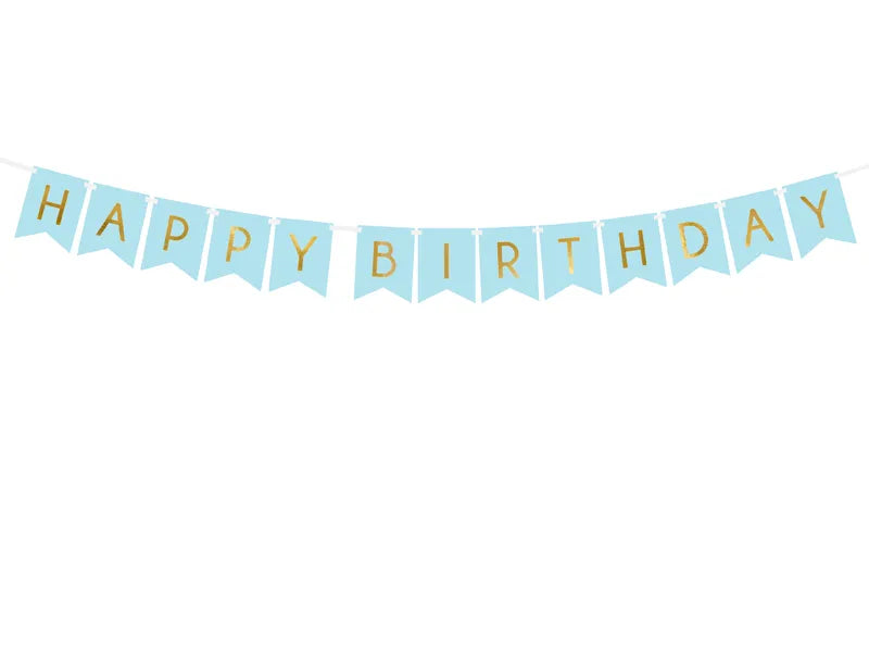 Blue & Gold Happy Birthday Banner