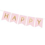 Pink & Gold Happy Birthday Banner