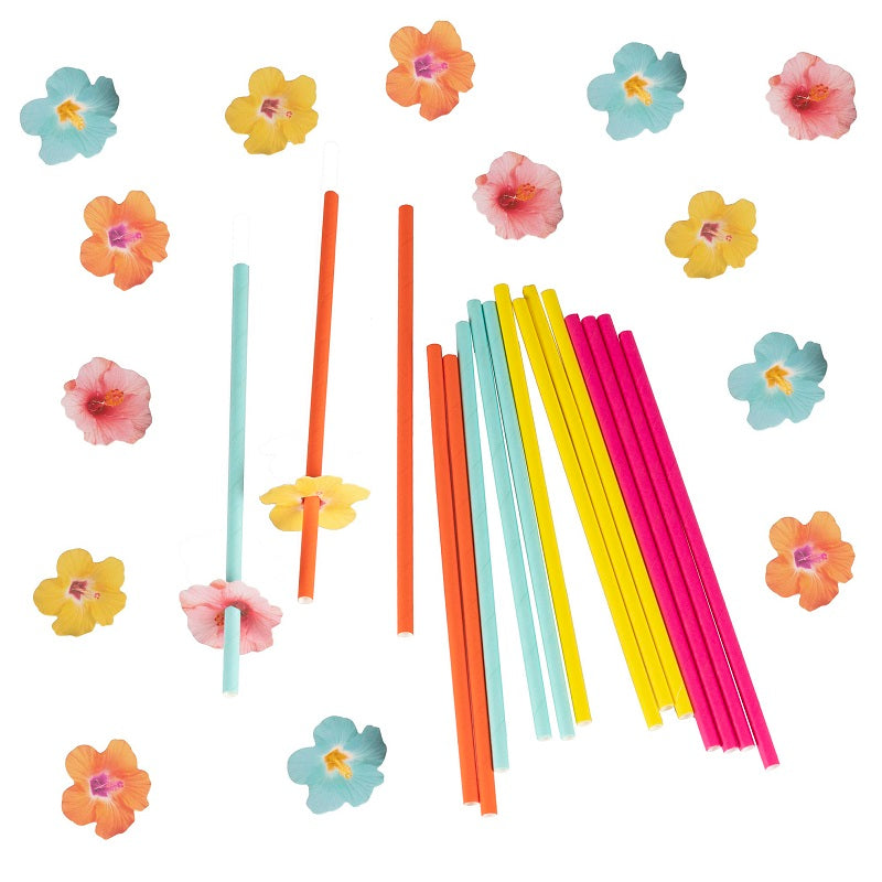 Tropical Straws & Flowers (16 pack)