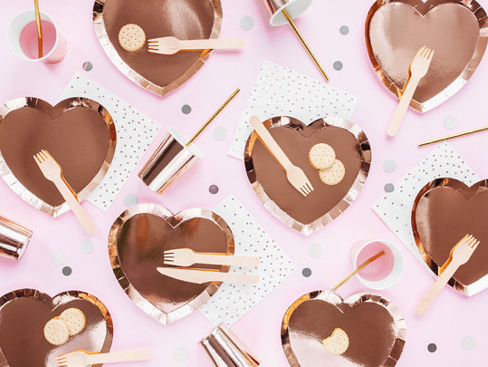 Rose Gold Heart Plates (6 pack)