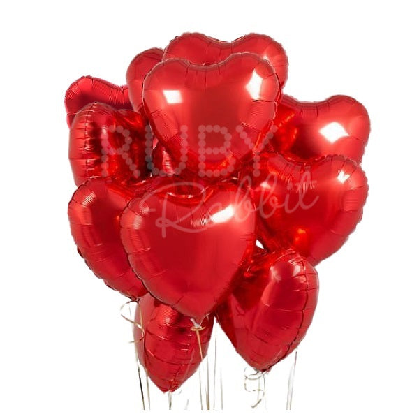 INFLATED Dozen Red Hearts Balloon Bouquet (PICKUP)