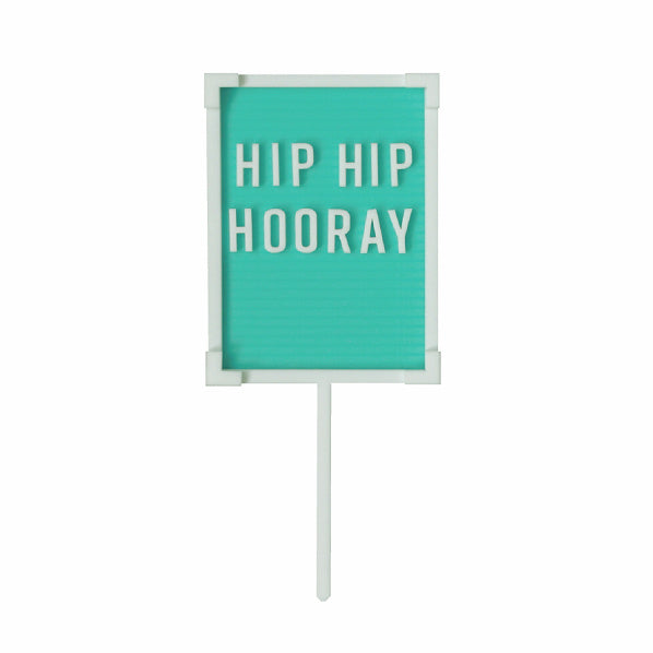 Turquoise Hip Hip Hooray Letterboard Cake Topper