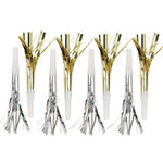 Gold & Silver Fringed Party Horns (8 pack)