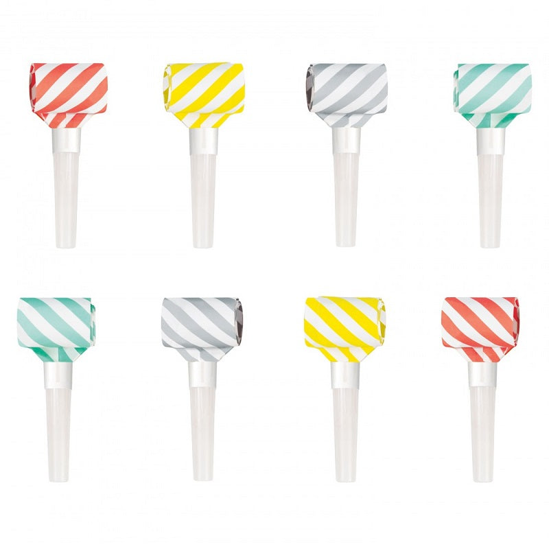 Pastel Striped Party Blowouts (8 pack)