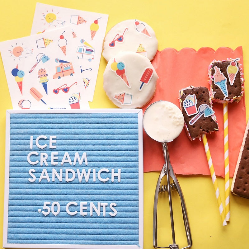 Ice Cream Social Edible Decorating Stickers (24 pack)