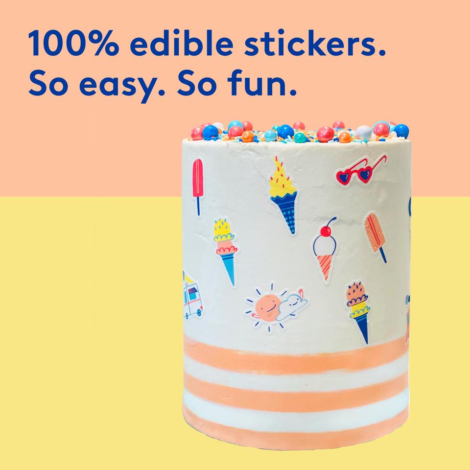 Ice Cream Social Edible Decorating Stickers (24 pack)