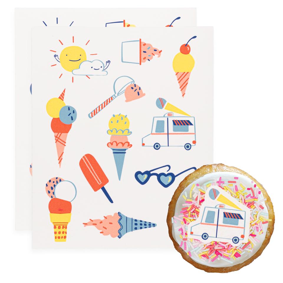 Ice Cream Social Stickies Edible Decorating Stickers (24 pack)