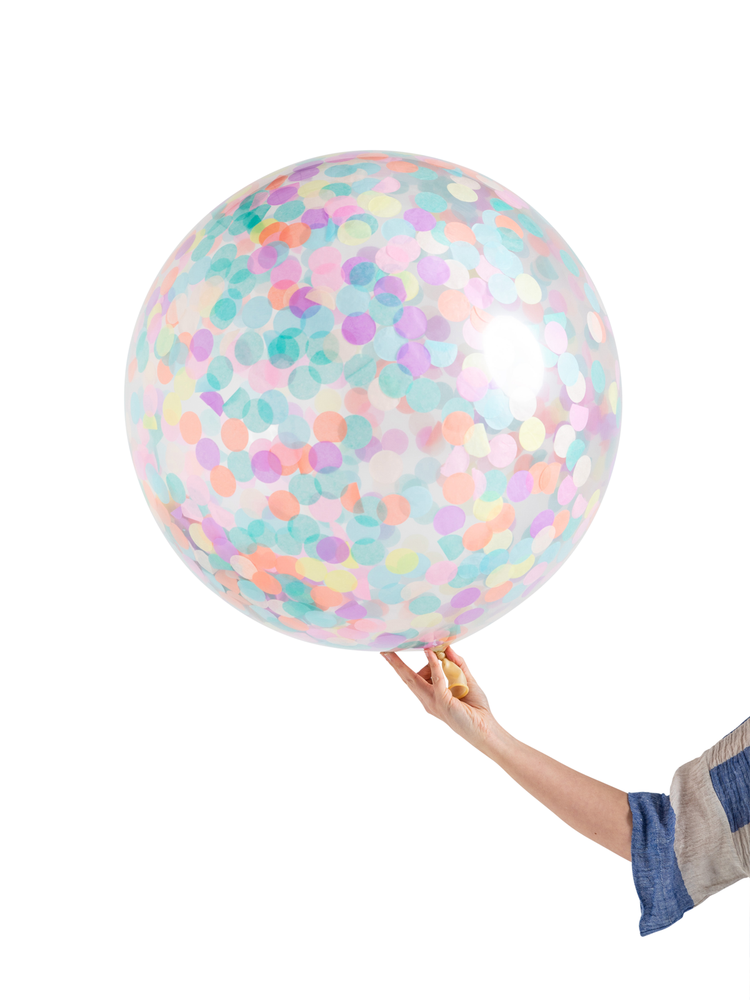 Pastel Rainbow Jumbo 90cm Confetti Balloon