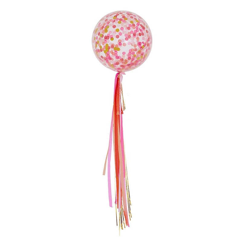 Pink Shimmer Jumbo Confetti Balloon + Streamers