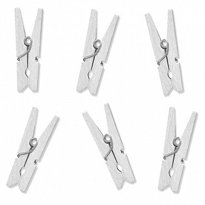 White Mini Wooden Pegs (20 pack)