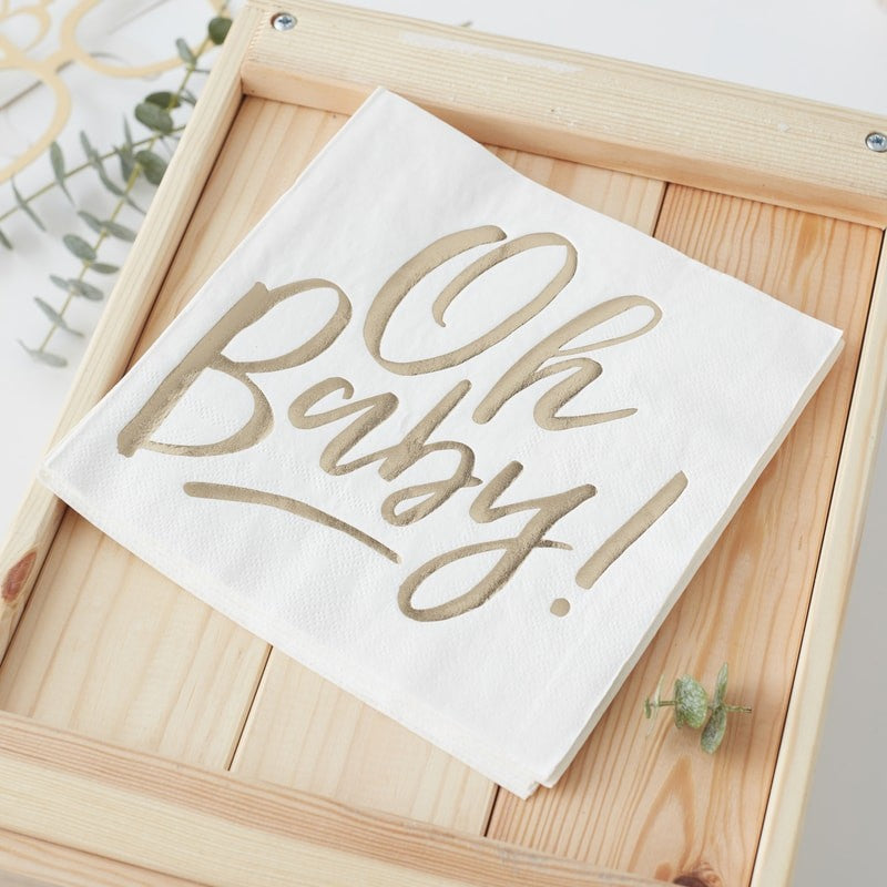 Gold Oh Baby Napkins (16 pack)