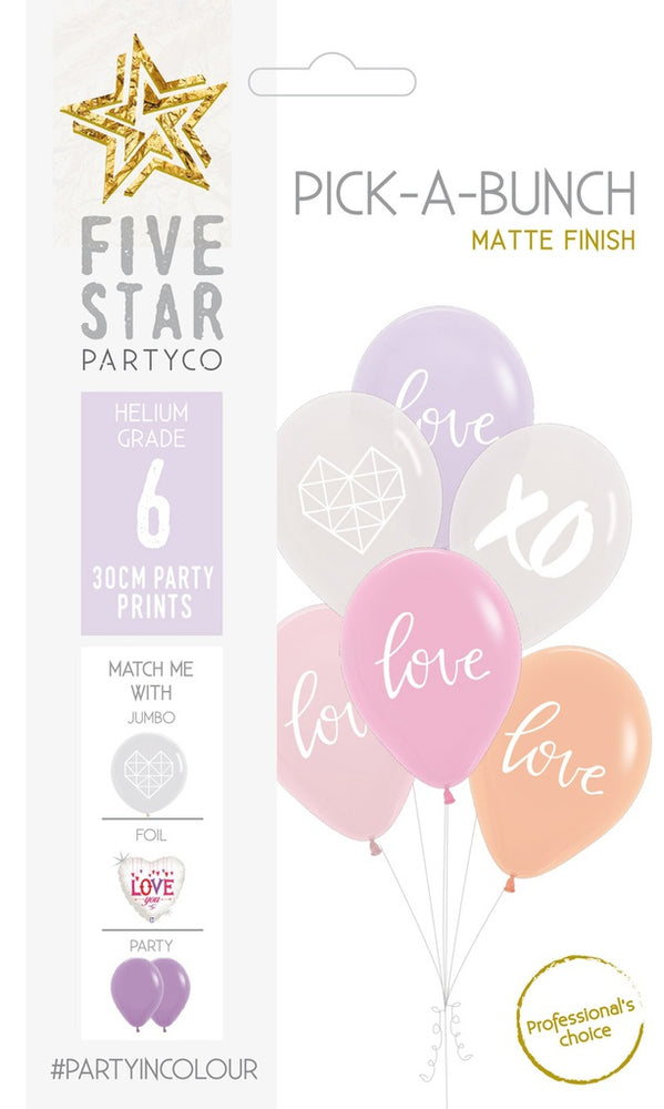 Pastel Love Balloon Bunch (6 pack)
