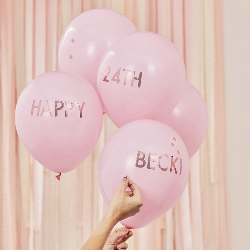 Pink & Rose Gold Personalised Balloon Kit (5 pack)