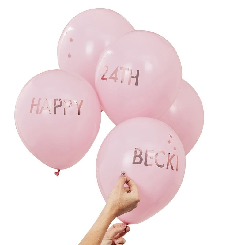 Pink & Rose Gold Personalised Balloon Kit (5 pack)