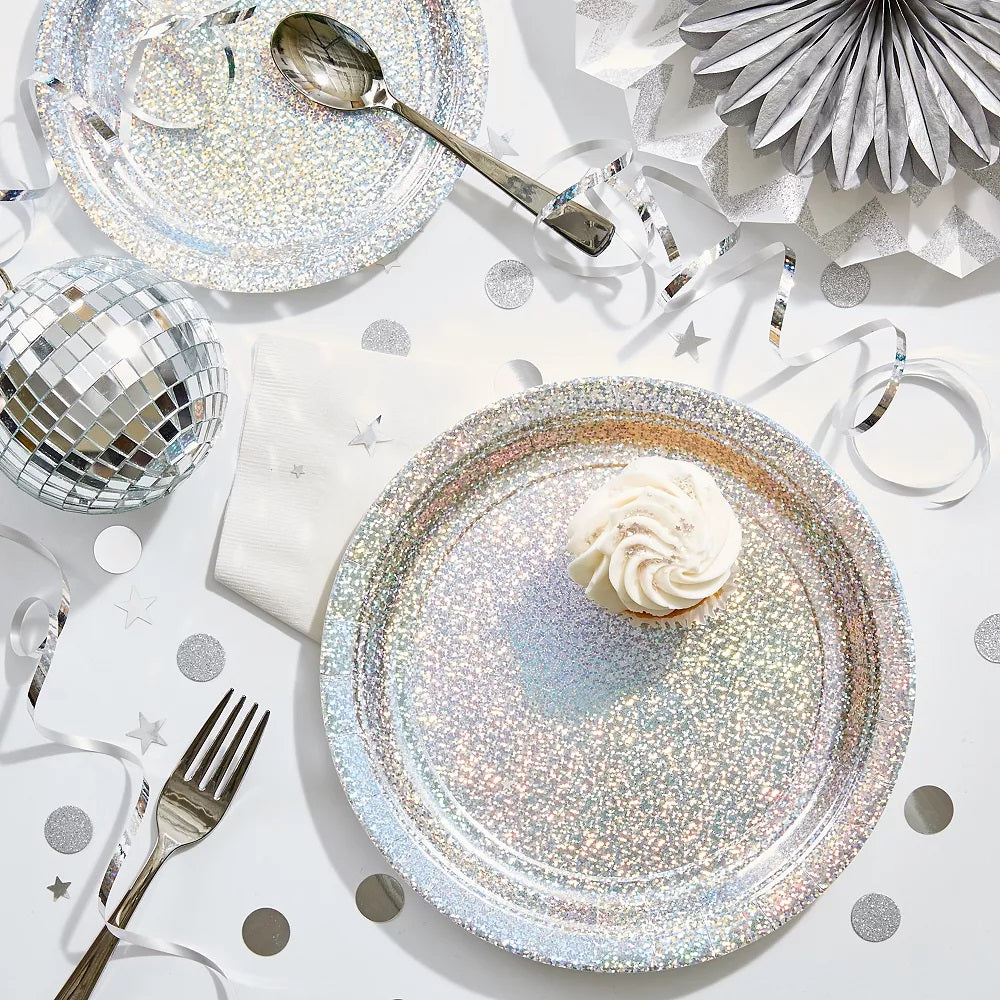 Prismatic Silver Dessert Plates (8 pack)