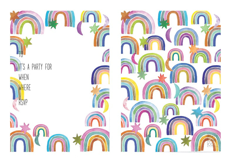 Rainbow Party Invitations (10 pack)