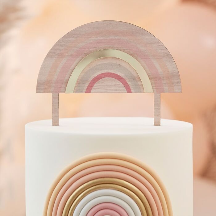 Rainbow Wooden Cake Topper