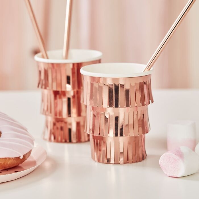 Rose Gold Fringe Cups (8 pack)