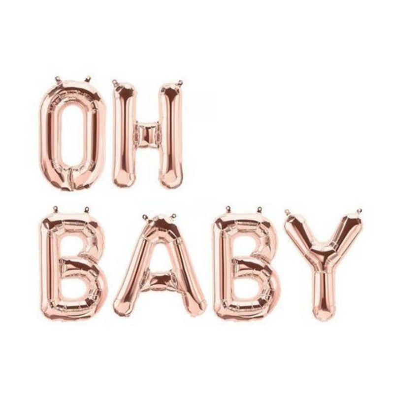 Rose Gold 'OH BABY' Balloons