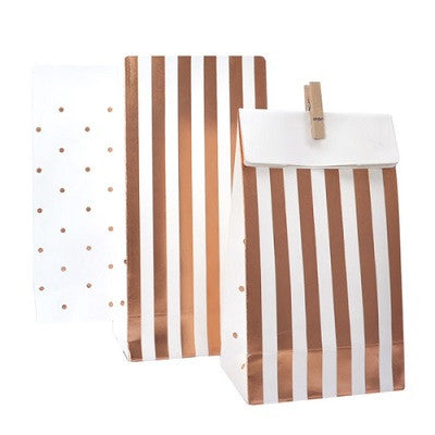 Rose Gold Stripes & Dots Treat Bags (10 pack)