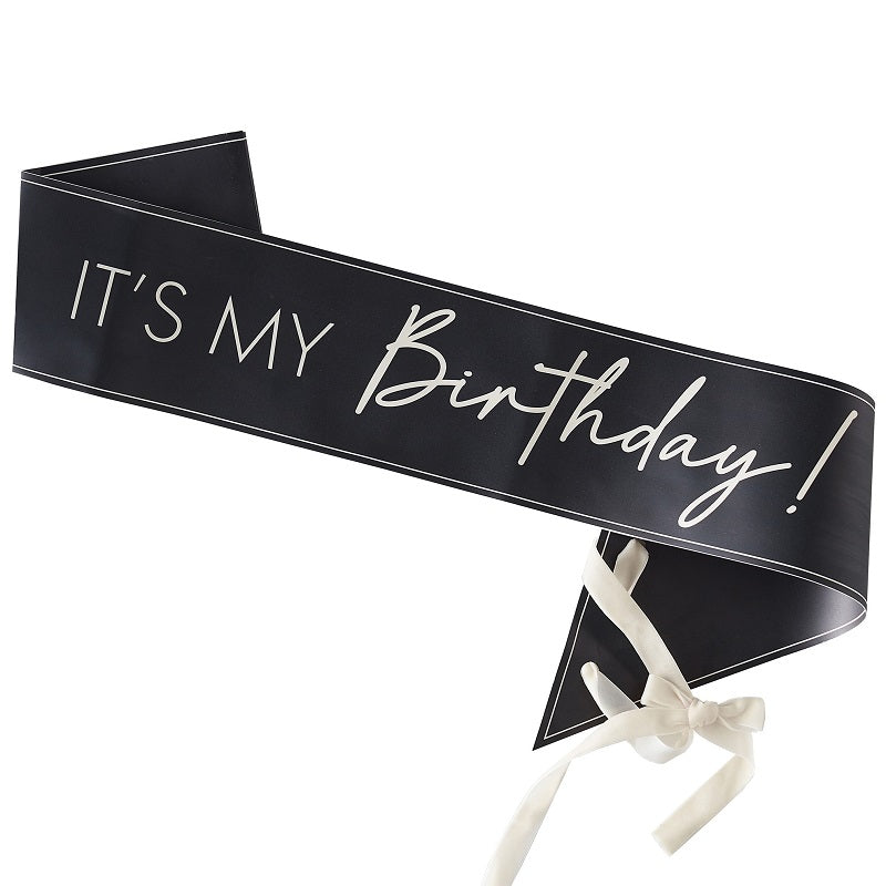 Black It's My Birthday Sash